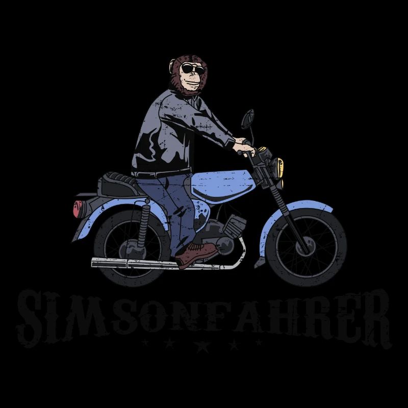 Simsonfahrer Cooler Affe m. Simson DDR Retro Mofa