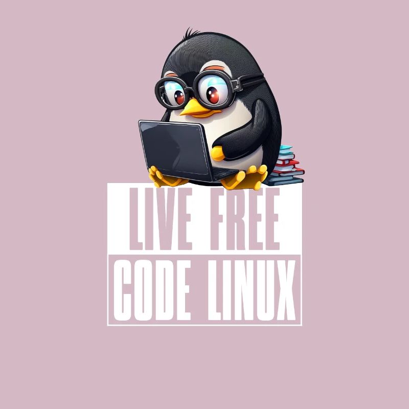 Live Free Code Linux Nerd Tux Nerdy Penguin Coding