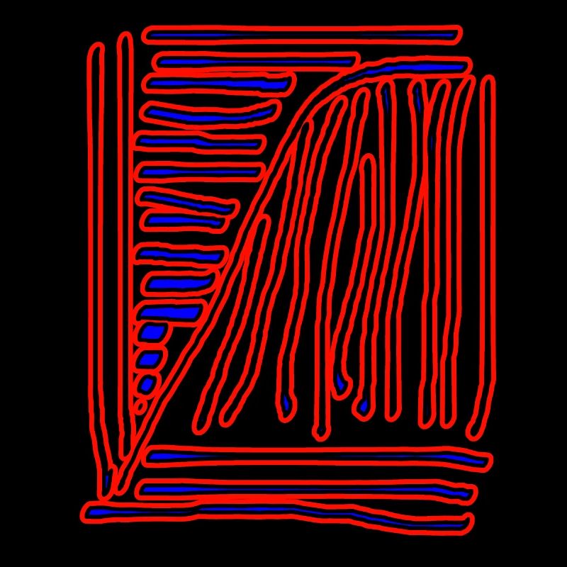 kaligraphy drawing blue red