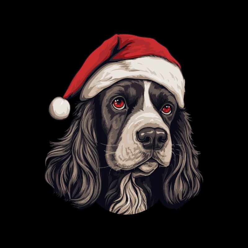 Cocker Spaniel tête de chien Portrait de Noël