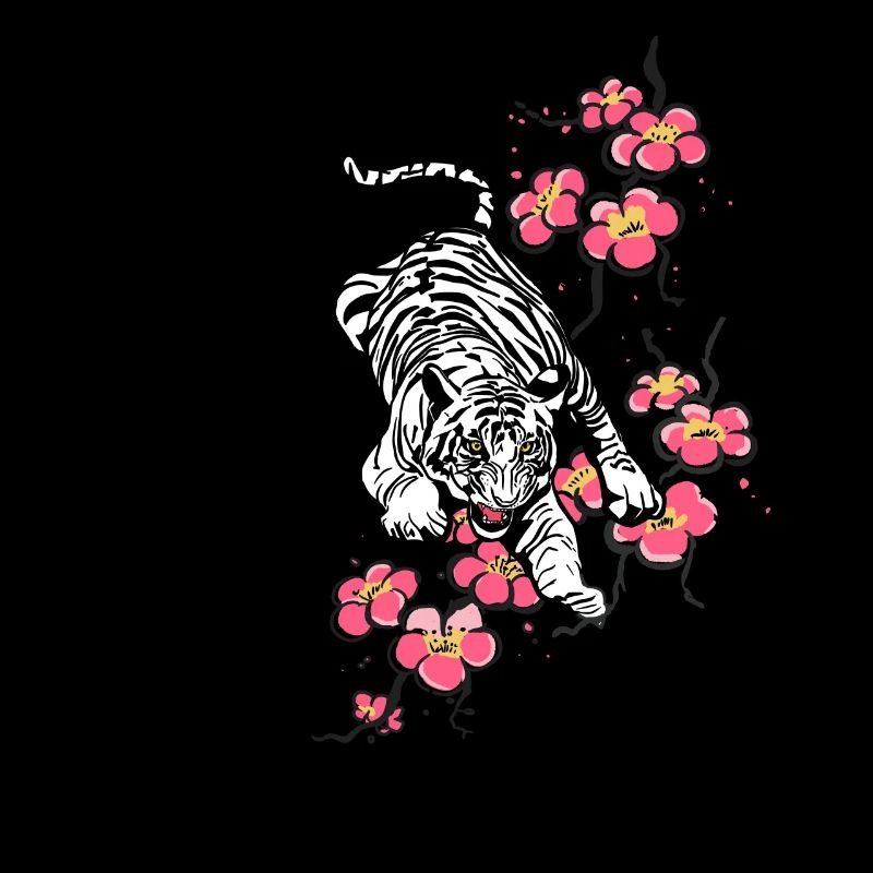 tigre blanc fleur de cerisier fleur de cerisier hanami