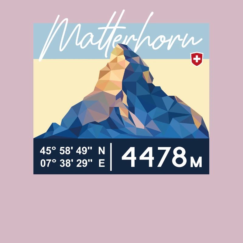 Cervin Zermatt Schweizer Berg Retro Low Poly