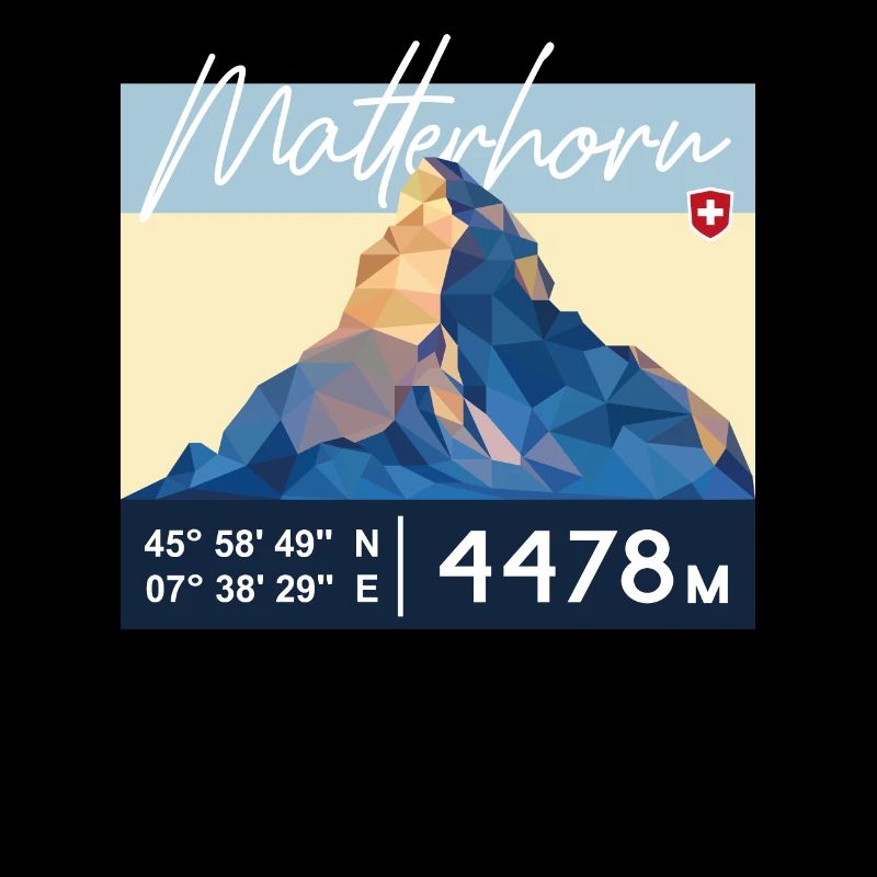 Matterhorn Zermatt Schweizer Berg Retro Low Poly