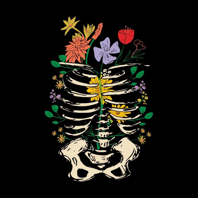 Gothic Skelett Blumen Gothic-Ästhetik