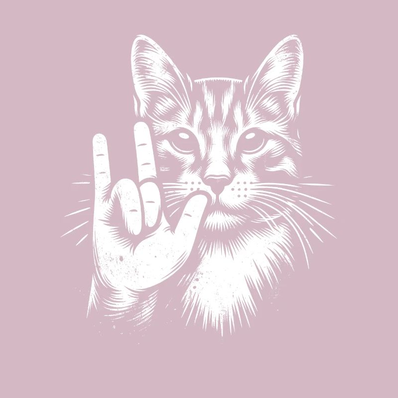 ILY Cat ASL Geste de la main Perte auditive sourde
