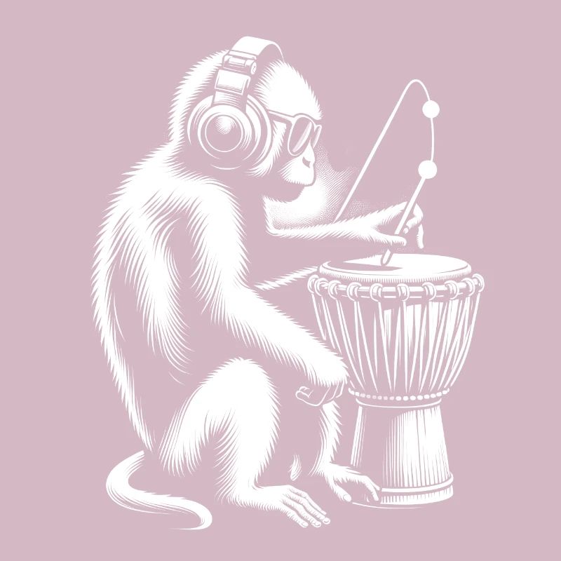 Affe mit Djembe - Djembe-Virtuose
