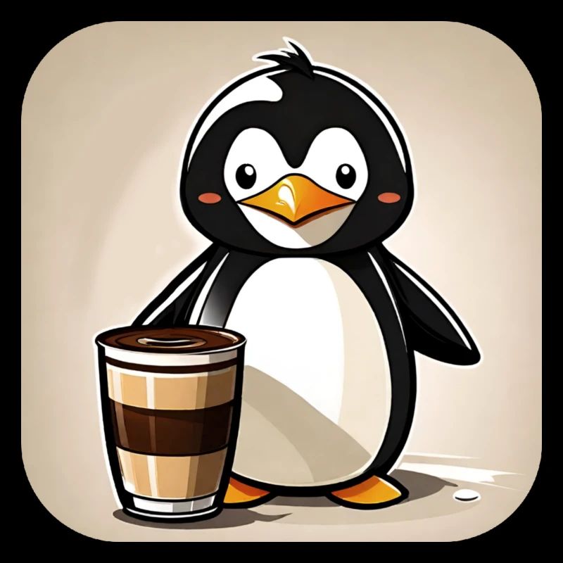 Cute penguin with coffee I