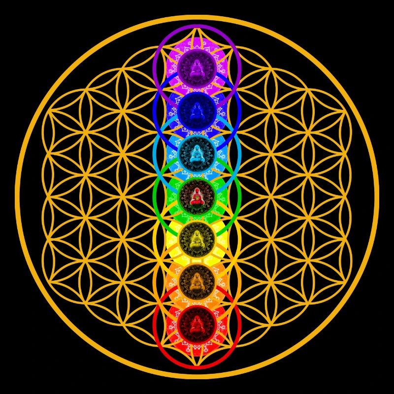Fleur de vie avec 7 chakras