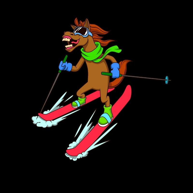 Comic Pferd fährt Ski