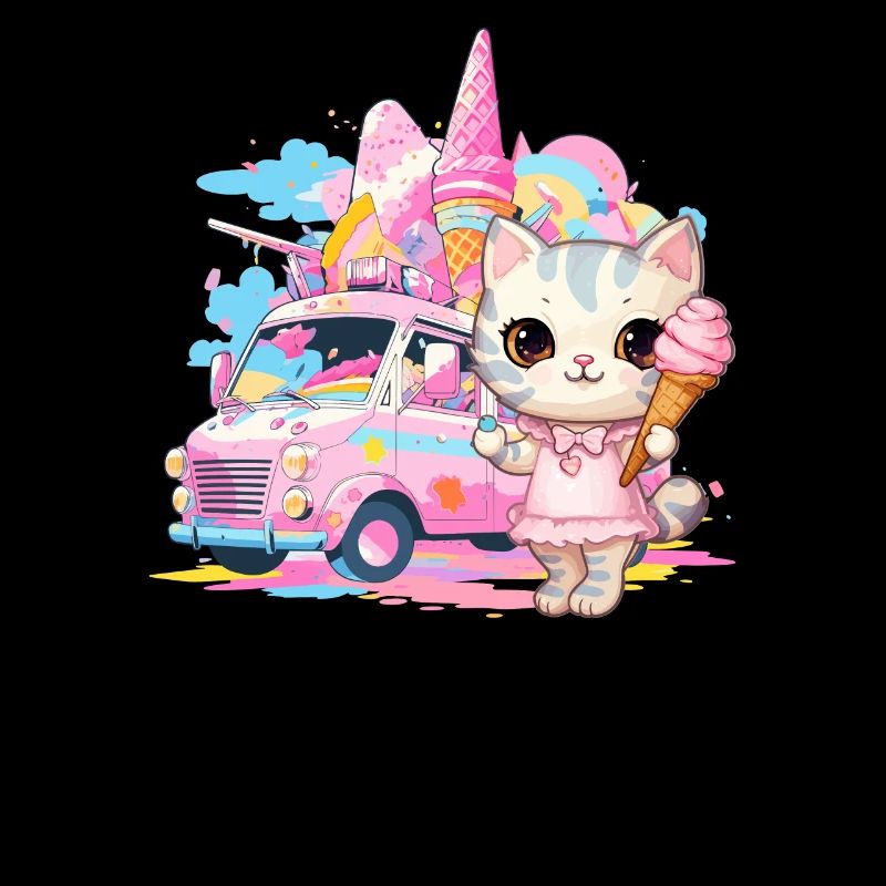 Katze Kätzchen-Mädchen Eisdielen Dessert-Eiscreme