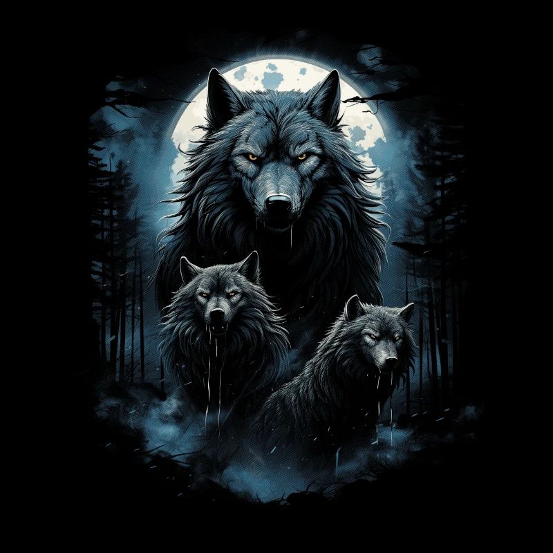 Dunkle Kunst Wolf Wald Mythisch