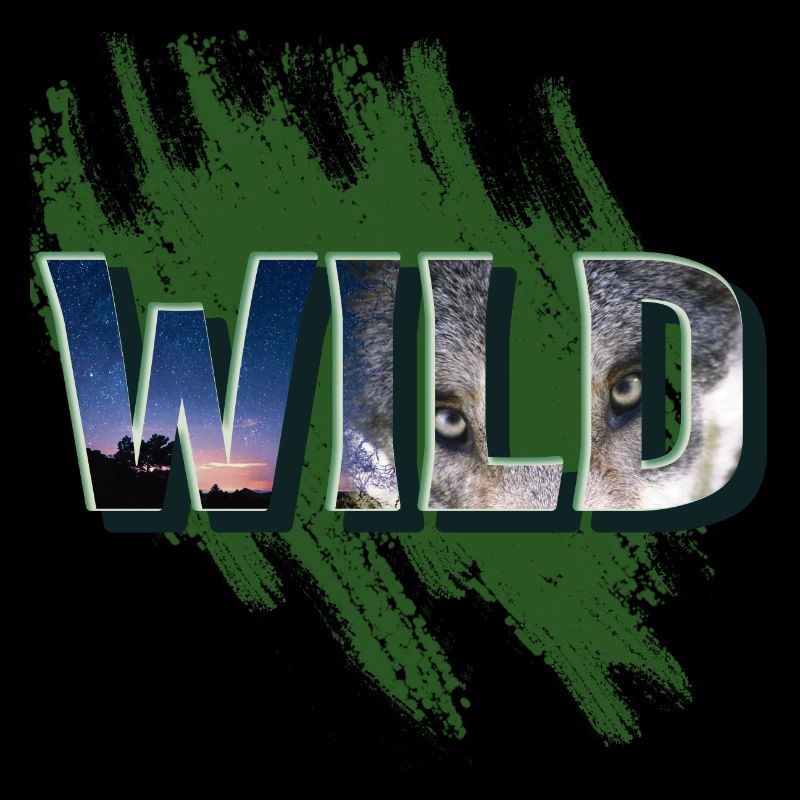 Coole Wildinschrift mit einem Wolf