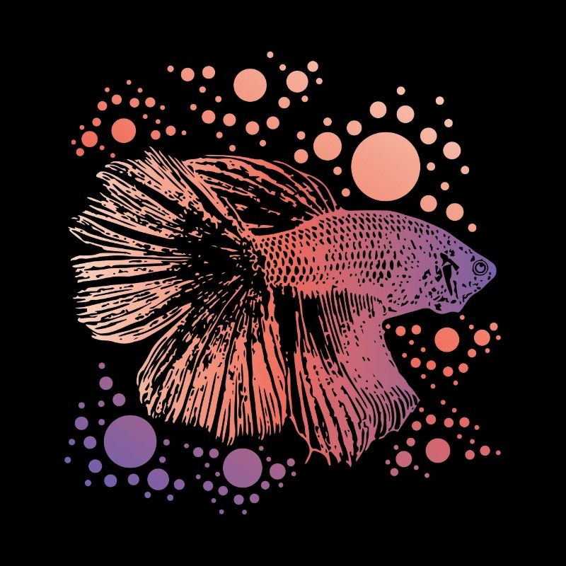 Betta Splendens Retro print I Siamese Fighting