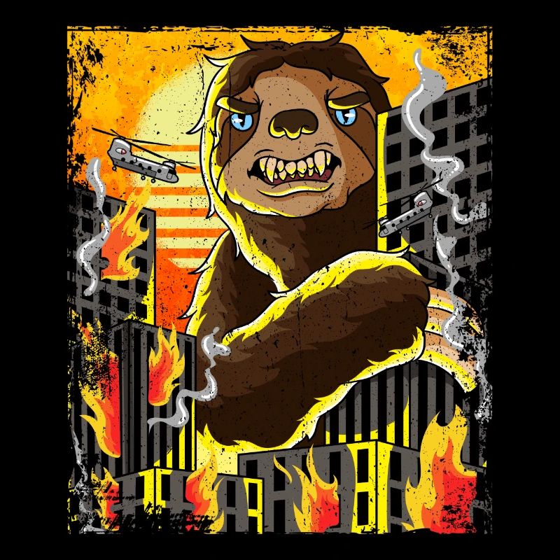 Slothzilla Japanese Sloth Japan Sunset