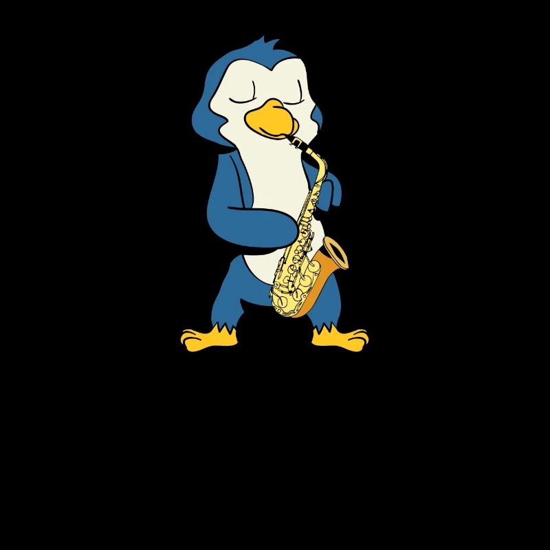 Comic Penguin plays saxophone