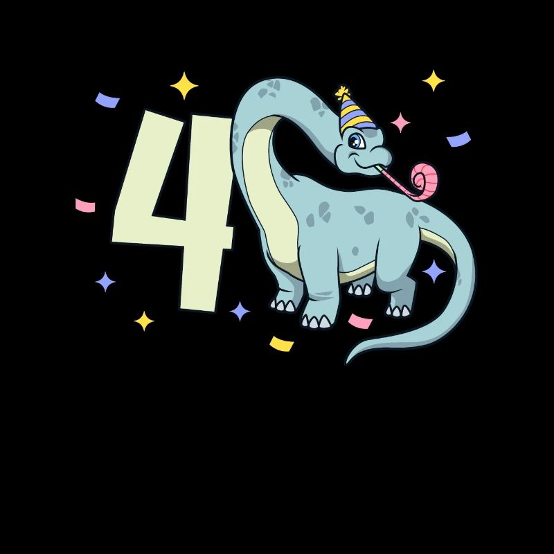 Mit Brachiosaurus - Kinder Geburtstag 4 Jahre