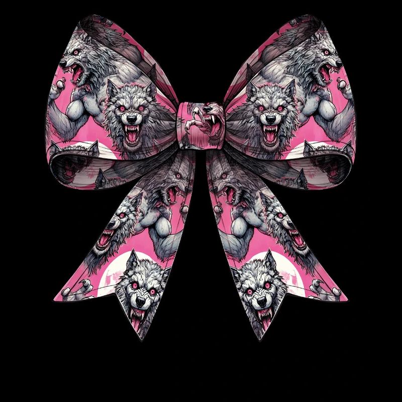 Coquette Bow Werewolf Wolf Pattern Halloween