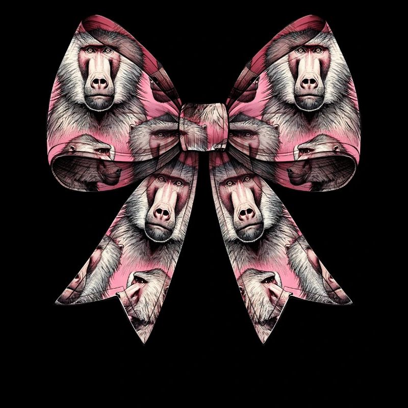 Coquettish Bow Baboon Monkey Pattern Girl