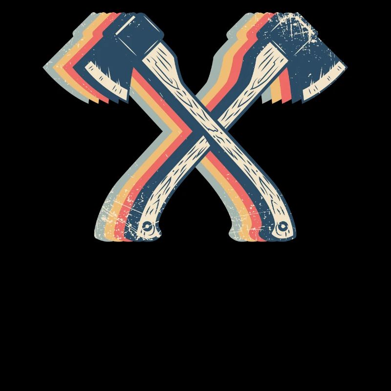 Axe Throwing Axe Thrower Retro Line Art