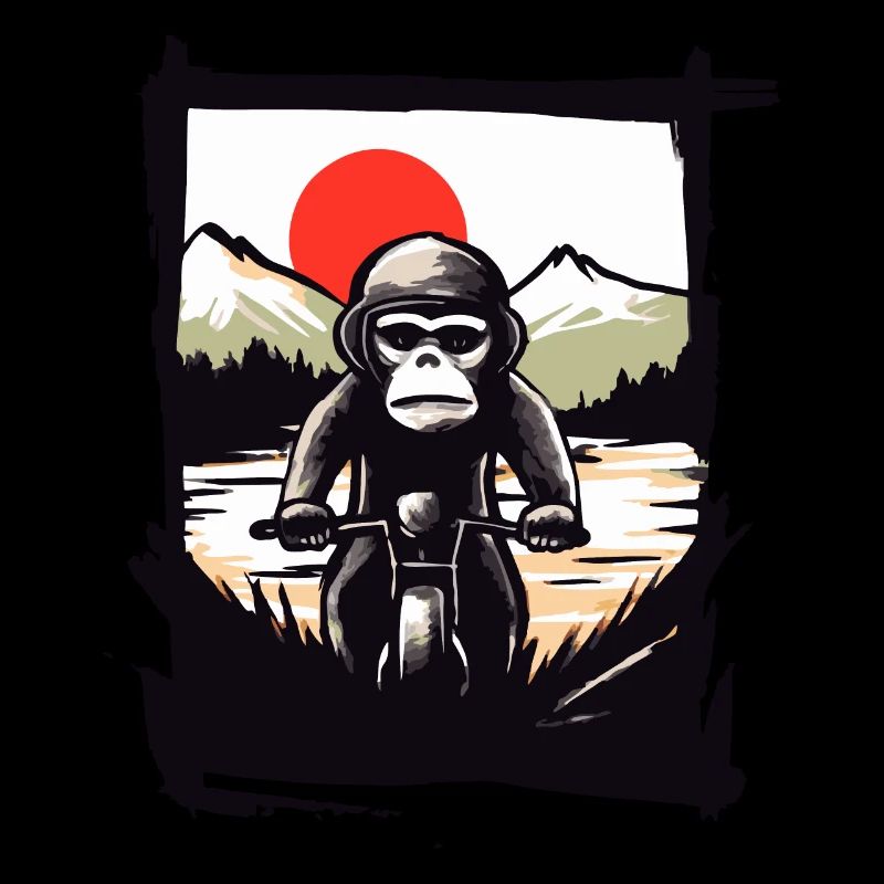 Wütender Motorradfahrer Biker Affe