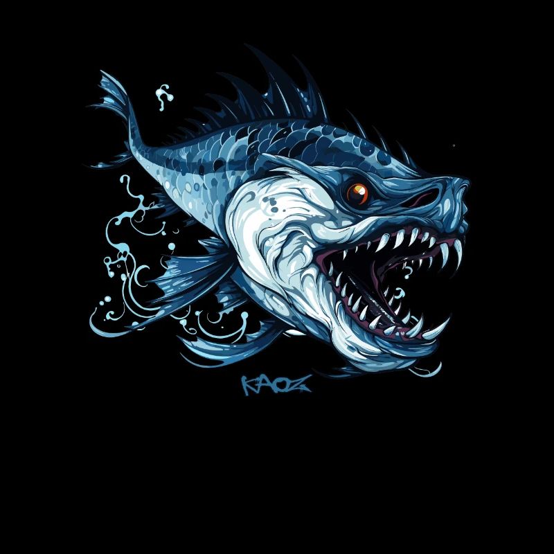 Big Teeth : Poisson monstre de dessin animé effrayant