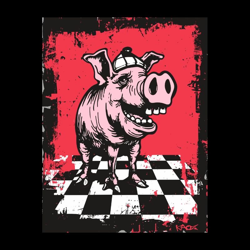 Schau dir dieses karierte Schachbrett Schwein an