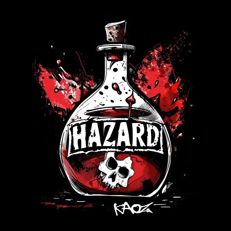 Danger, bouteille avec du poison crânien