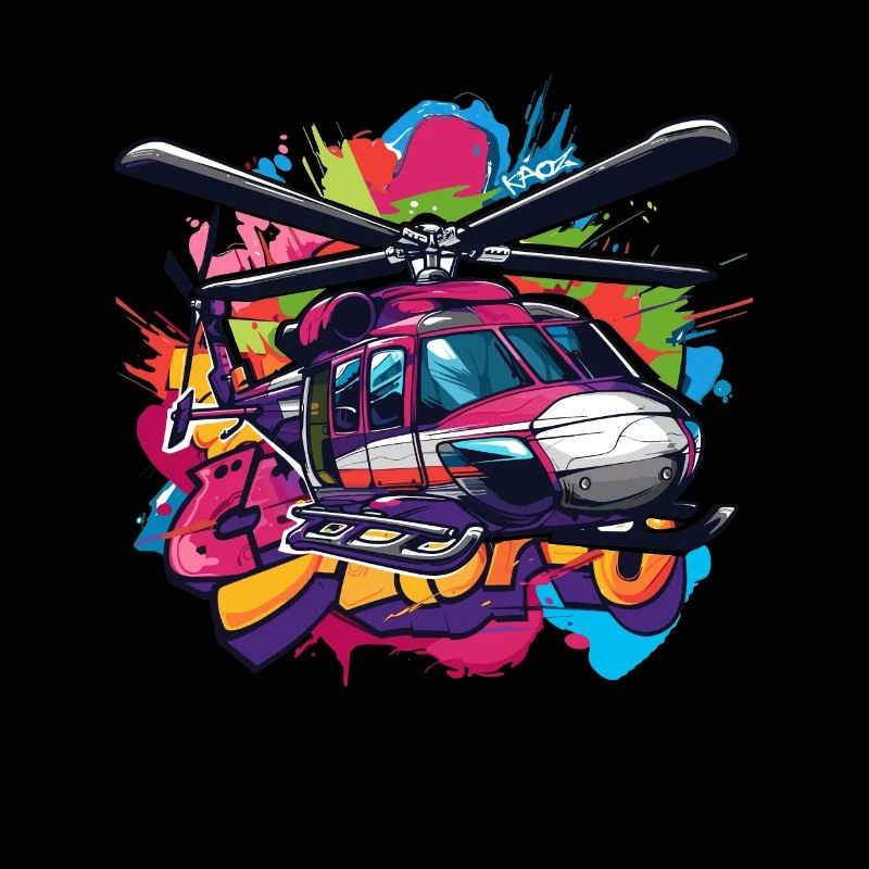 Ein farbenfroher Graffiti Hubschrauber