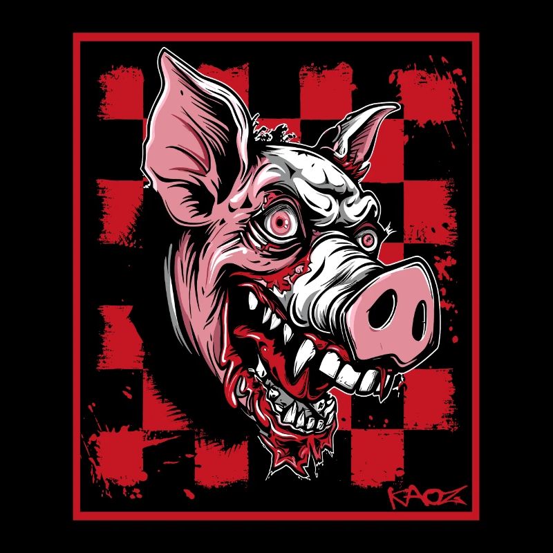 Checkerboard Pattern, Brutally Funny Zombie Pig