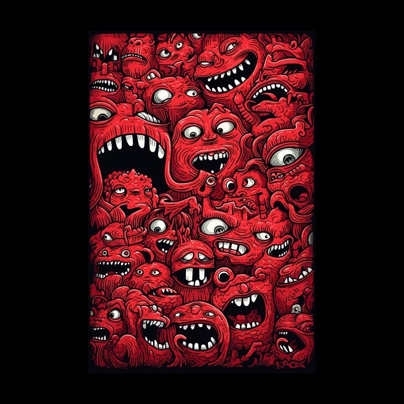 Drôle Monstre Rouge Mix Objet Caché