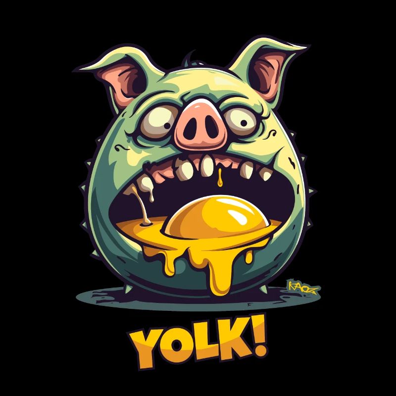 Un cochon zombie dévore le jaune d’œuf