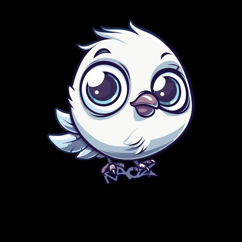 Oiseau chibi de dessin animé super mignon avec de grands yeux