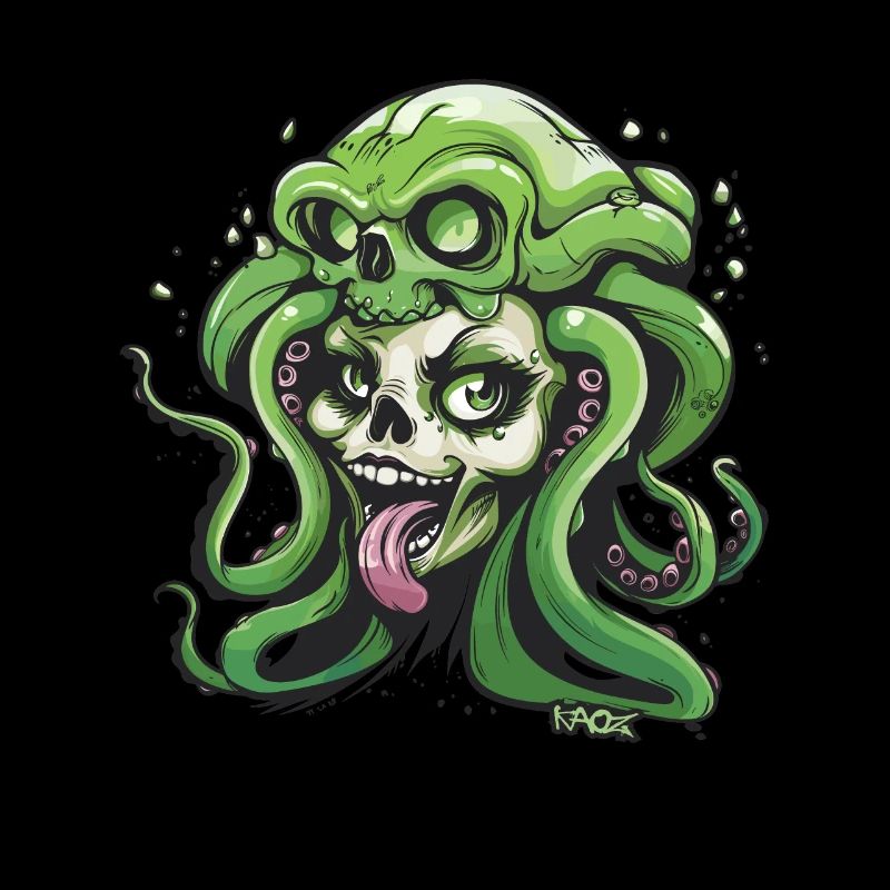 drôle cool tentacule pieuvre crâne dame