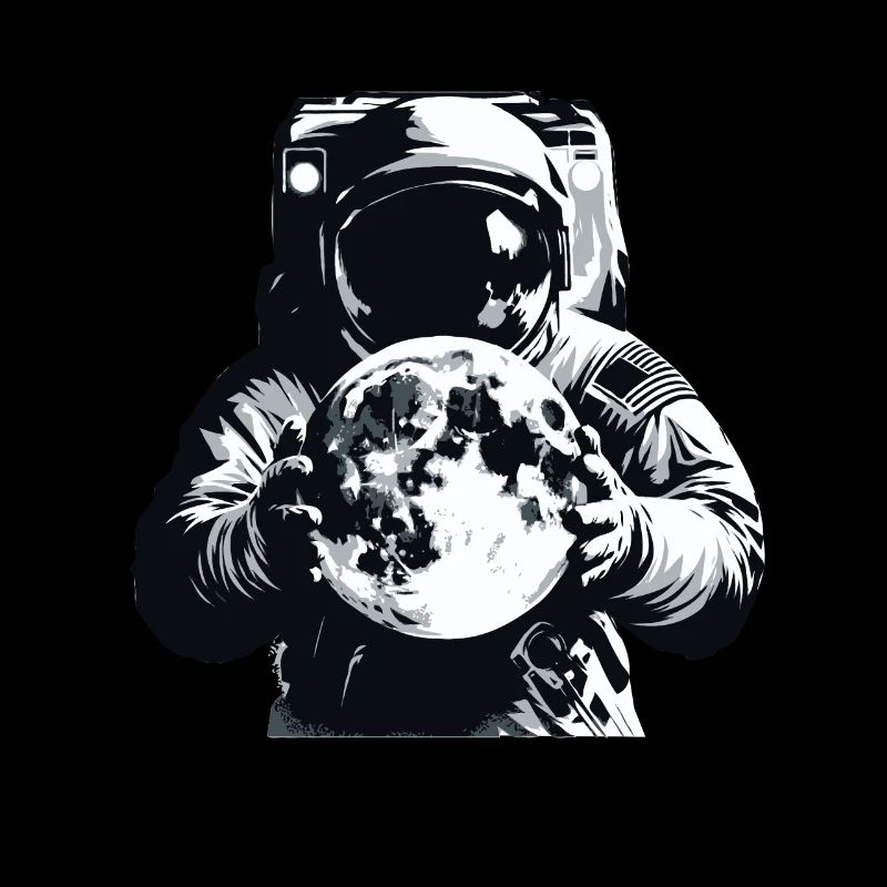Un astronaute tient la lune dans ses mains Spaceman