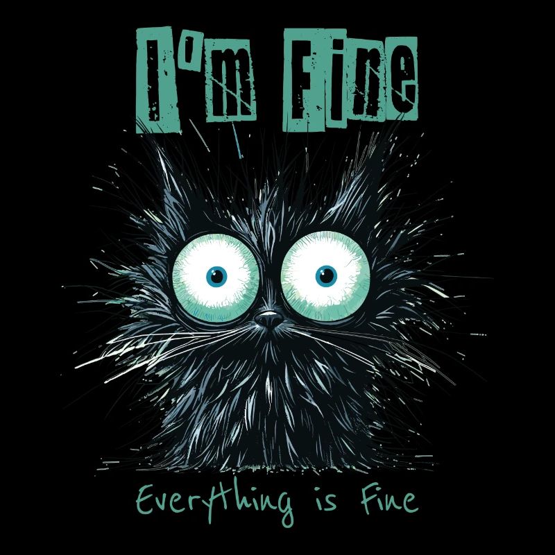 Zerzauste Katze I'm Fine Everything is Fine