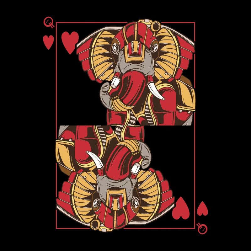 Elephant Steampunk Card Game Heart Queen Poker