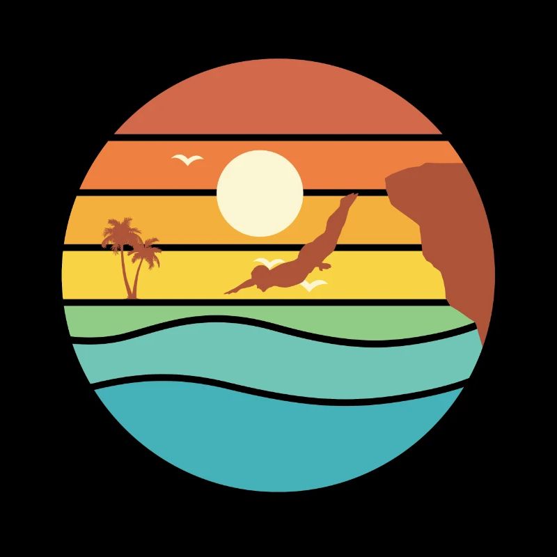 Retro Graphic Cliff Diver Cliff Diving Tombstoning
