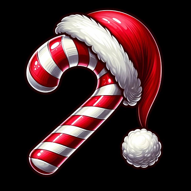 Christmas candy cane with hat