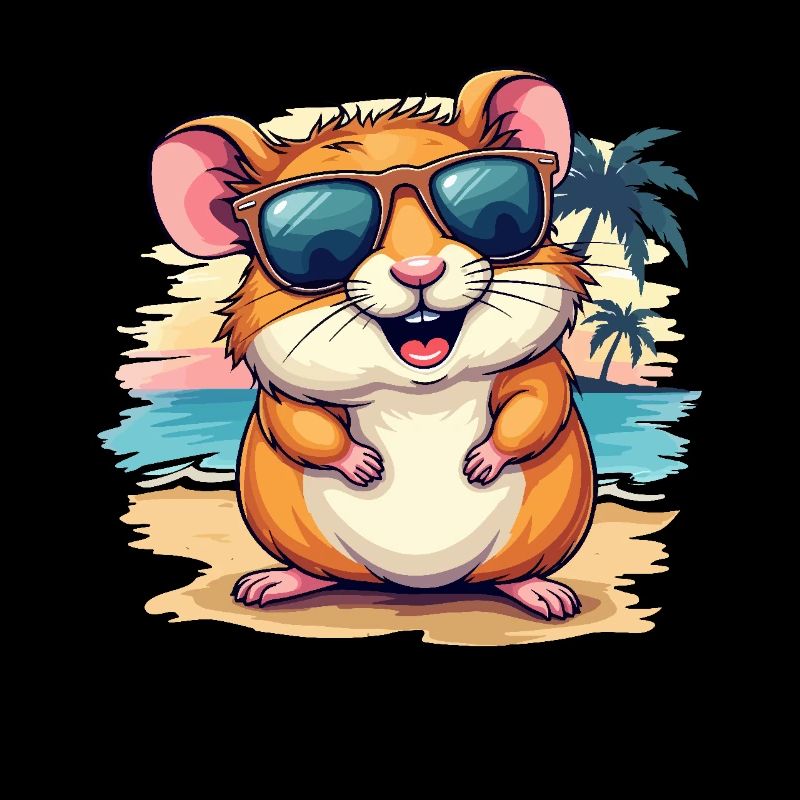 Maus Am Strand, Farbenfrohe Digitale Kunst