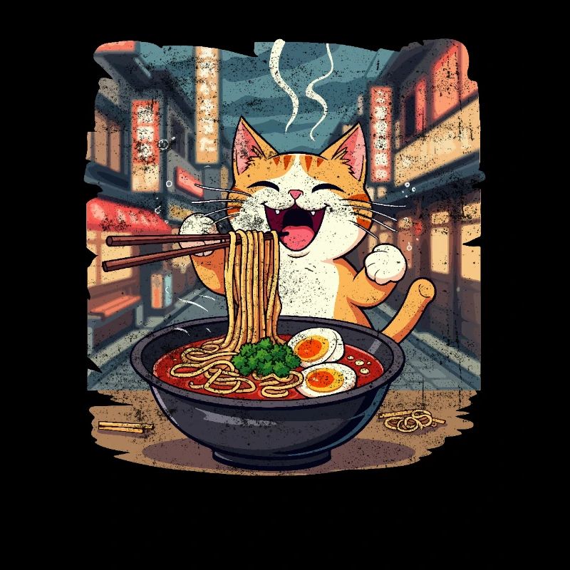 Chat et Ramen, Art Numérique Chat