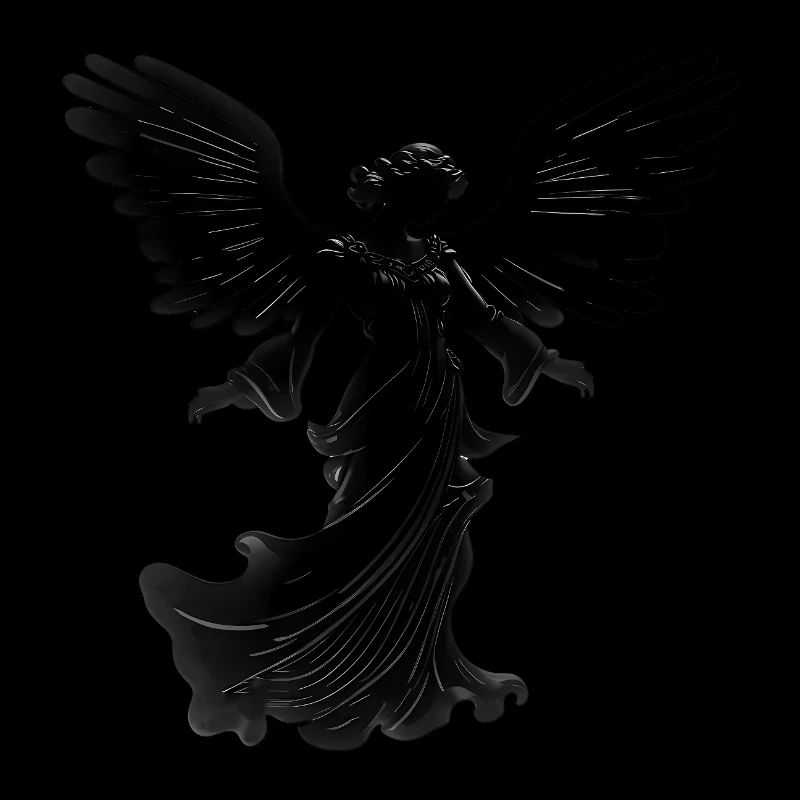 Schwarze Silhouette des fliegenden Engels