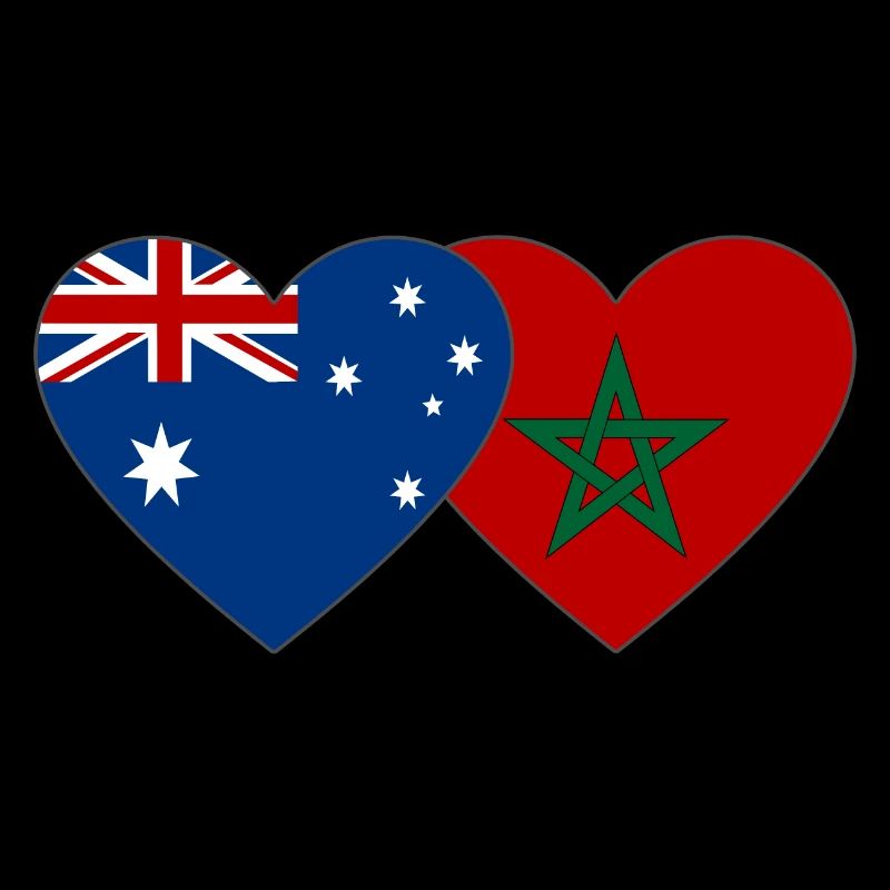 Australia Morocco Flag Heart