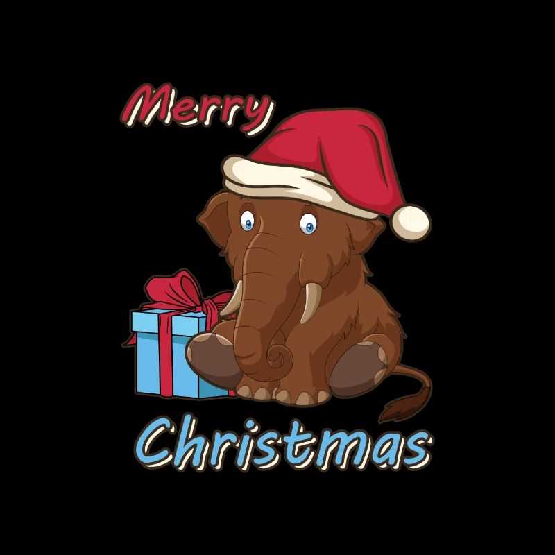 Conception de dessin animé de cadeau de Noël d'éléphant de mammouth