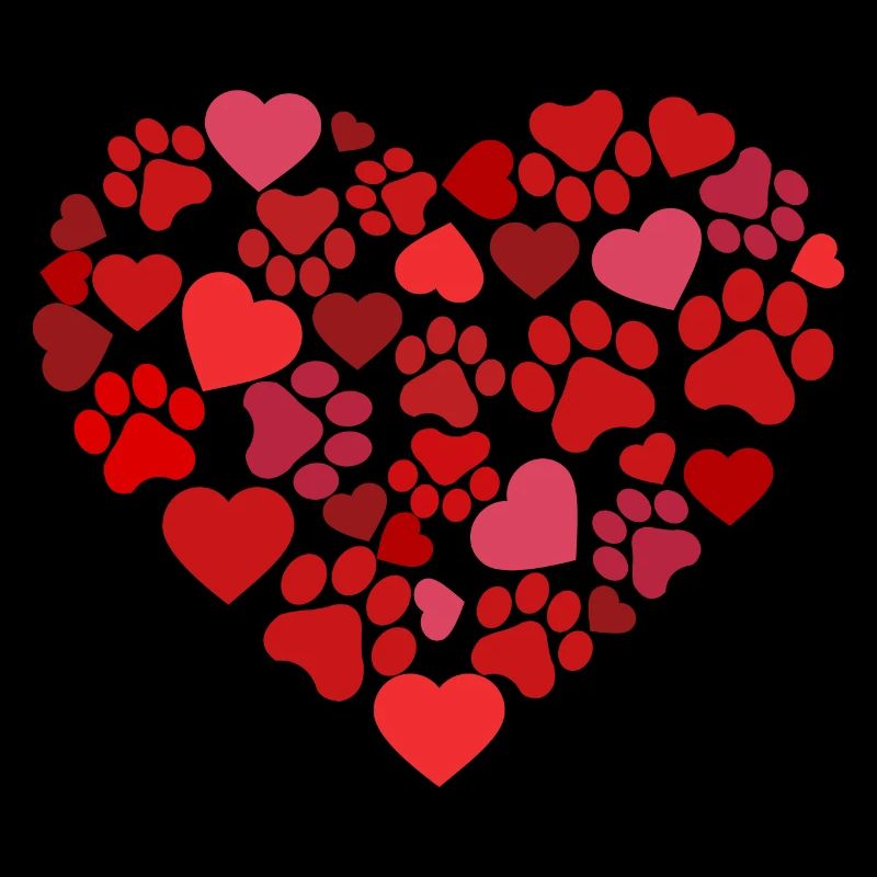 Pattes et cœurs de chien Saint-Valentin