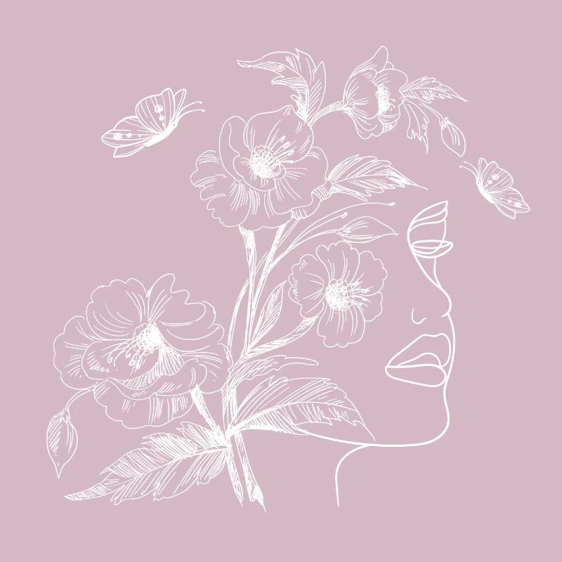 Silhouette de dessin de visage de fleurs