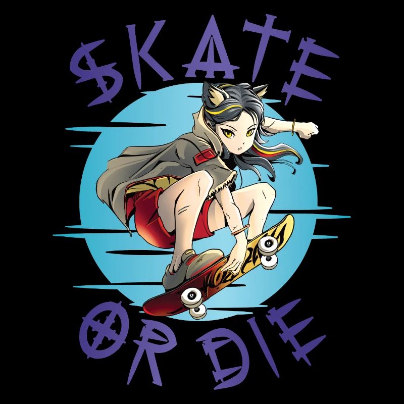 Skate oder stirb Skateboarder Anime Mädchen