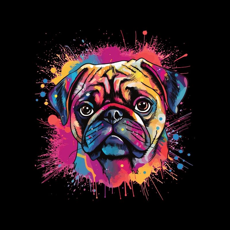 Mops-farbspritzer-design