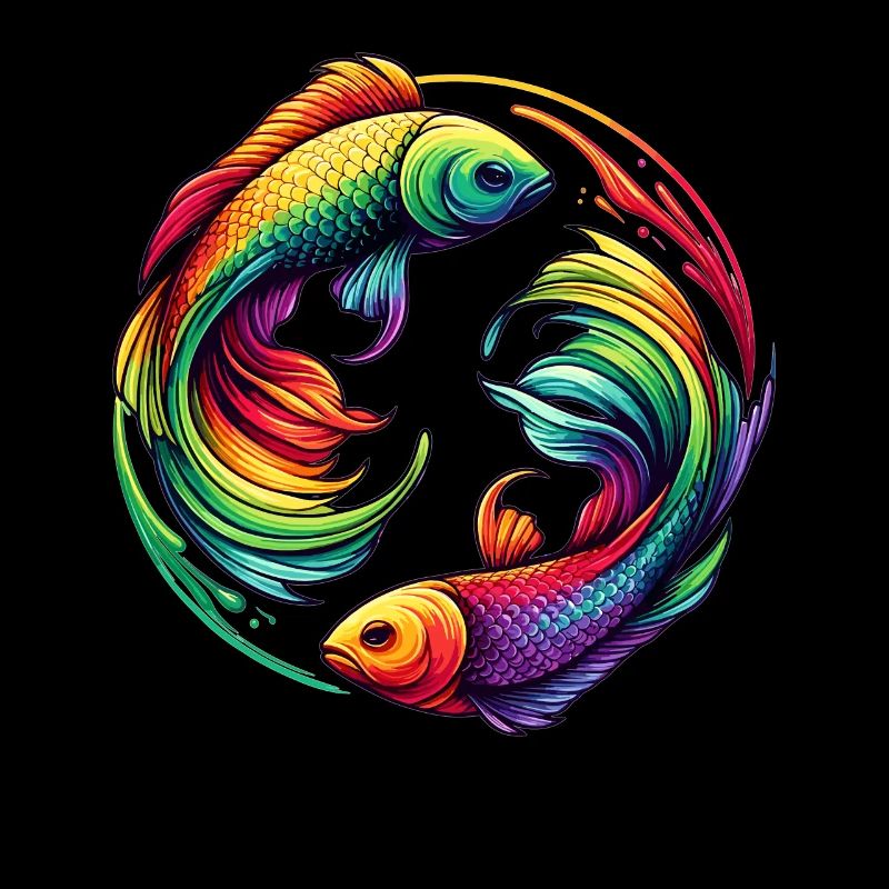 Fische Sternzeichen Rätselhaftes Regenbogen-Design