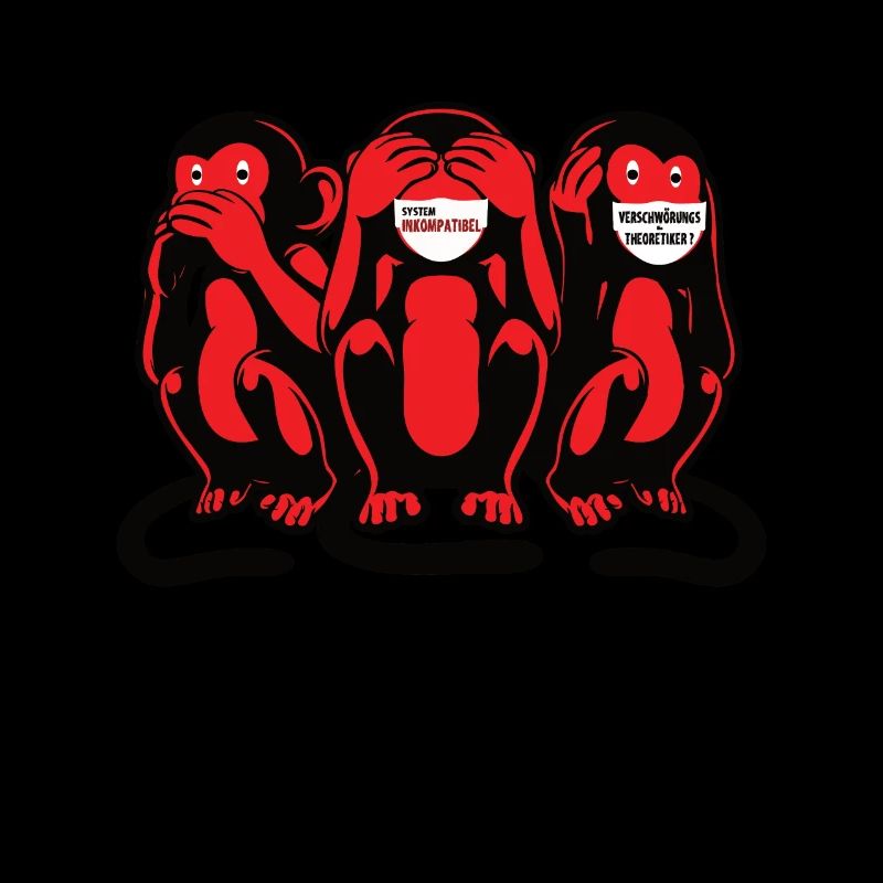 Three monkeys masked conspiracy motif fun