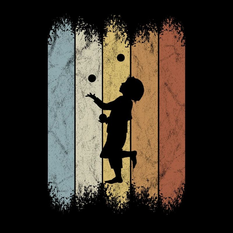 Retro 80s Circus Juggling Juggler Silhouette
